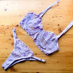 Lilac Lace Lingerie Set | Elegant sexy lace panty and bra set | bridal lingerie